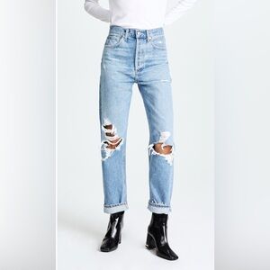 Agolde 90's Mid Rise Straight Leg Jeans Blue Women’s Sz 28 Button fly